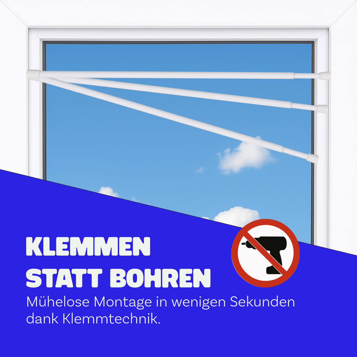 VERSTELLBARE Vorhangstange - Spannstange zum Klemmen Weiß Ø10/13 mm 120-210 cm - Weiß, Metall (120cm) - Bestlivings