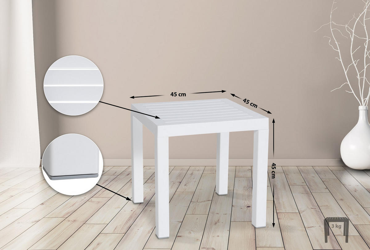 BEISTELLTISCH eckig 45/45/45 cm Kunststoff weiß - Weiß, Kunststoff (45/45/45cm) - CLP
