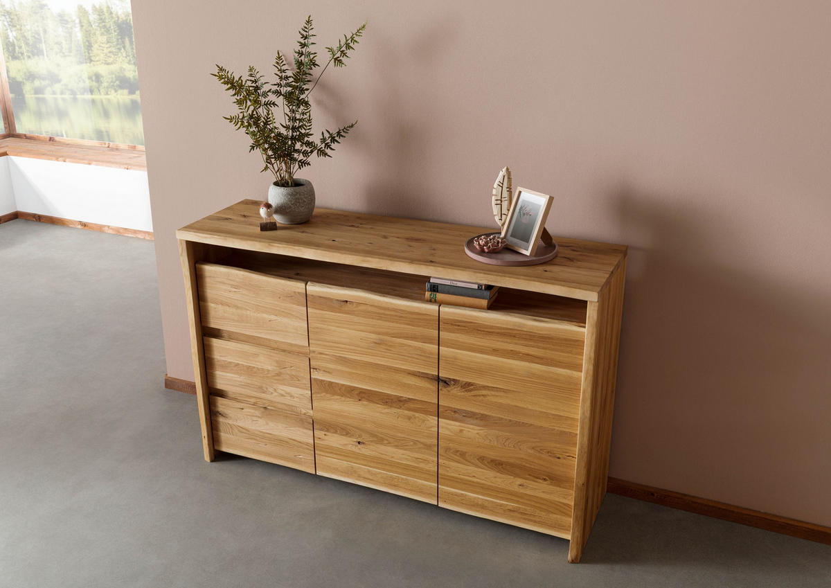 SIDEBOARD Wildeiche 150x45x96 natur geölt PURE OAK #104 - Braun, Holz (150/96/45cm) - Massivmoebel24