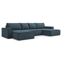WOHNLANDSCHAFT Strukturstoff Stoff Blau - Blau/Blaugrau, Kunststoff/Textil (398/82/185cm) - Makamii