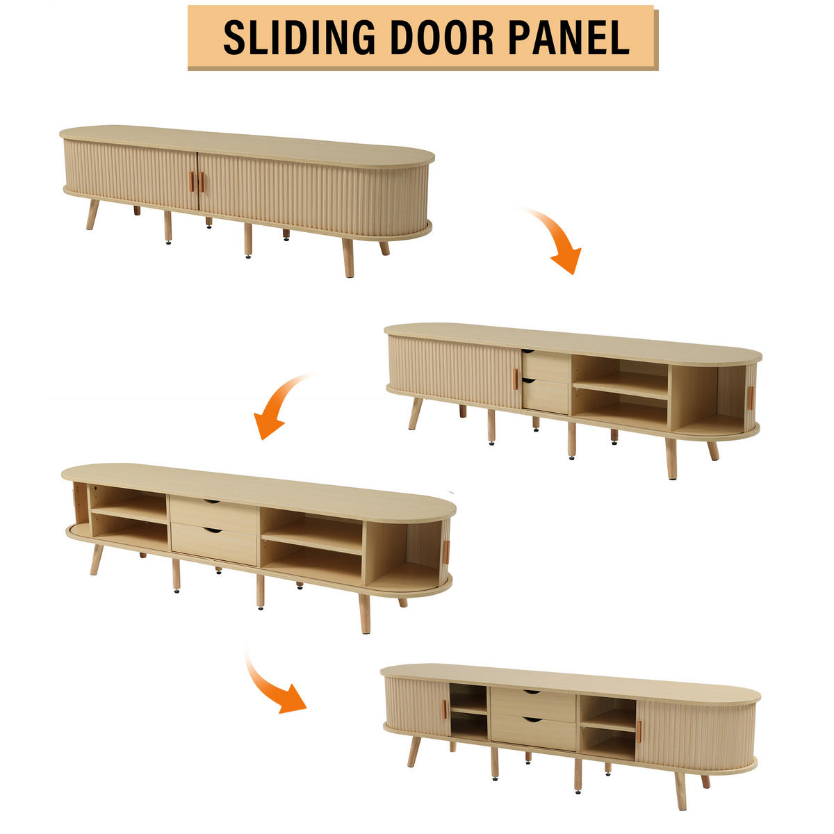 TV-LOWBOARD Holzdekor Helles-Walnussholz 175/40/42 cm - Eichefarben, Holz (175/42/40cm) - PANGIVO