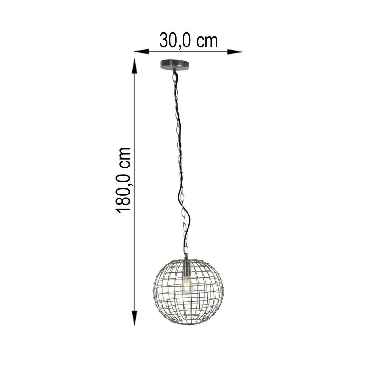 HÄNGELEUCHTE Gitterschirm Silber - Silberfarben, Metall (30/30/108cm)