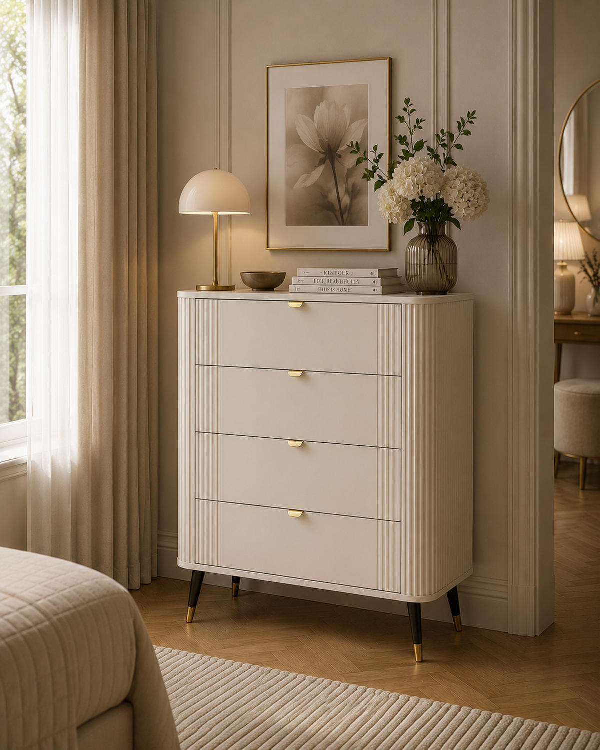 KOMMODE mit 4 Schubladen, Kaschmir, 78,4 x 40 x 98,4 cm - Kaschmir, Holzwerkstoff (78.4/98.4/40cm) - 3XE LIVING