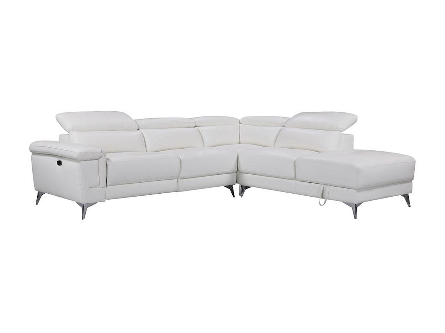 RELAXSOFA - 5 Personen - leder - elfenbeinfarben Pascaline - Weiß, Leder/Metall (277/78/244cm) - Vente-Unique