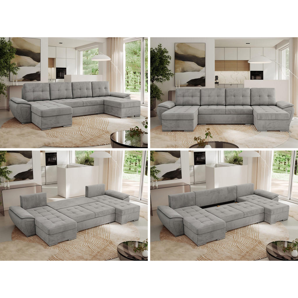 Thumbnail - MKS Wohnlandschaft, Hellgrau, Textil, 5-Sitzer, U-Form, 336x85x157 cm, Wohnzimmer, Sofas & Couches, Wohnlandschaften, Wo...