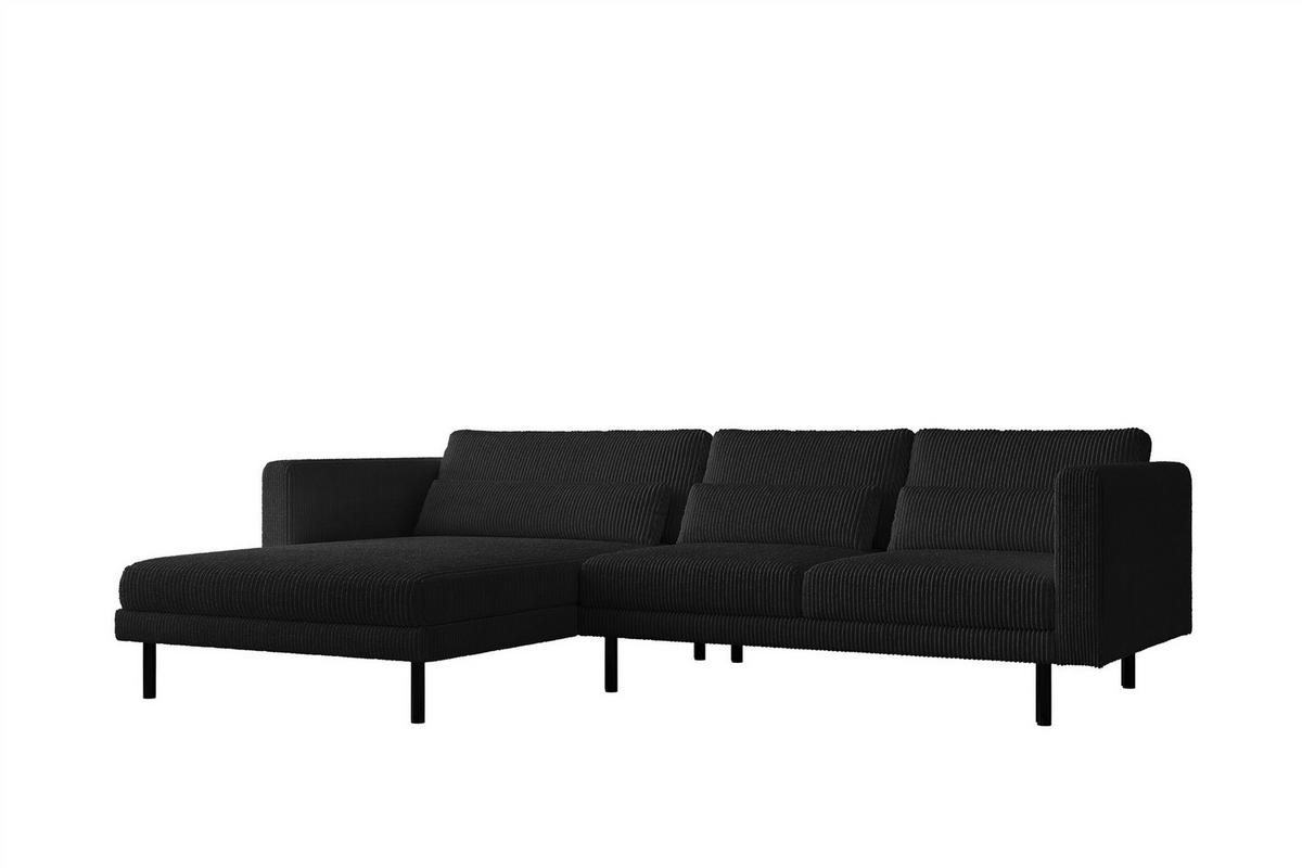 ECKSOFA Agada In Poso - Schwarz, Holzwerkstoff/Textil (281/174cm) - Fun Möbel