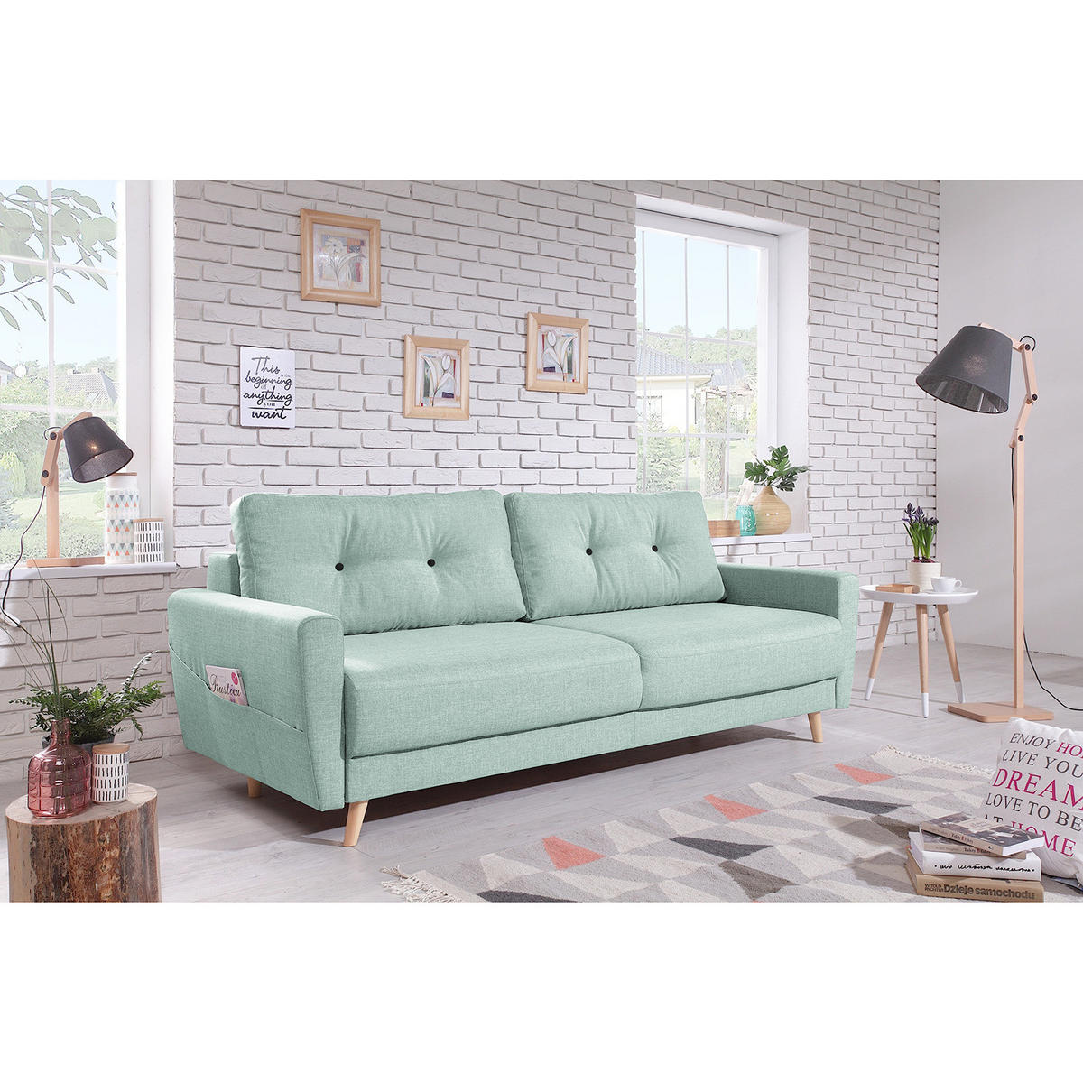 3-SITZER SOFA - Grau, Textil (220/90/90cm) - home24