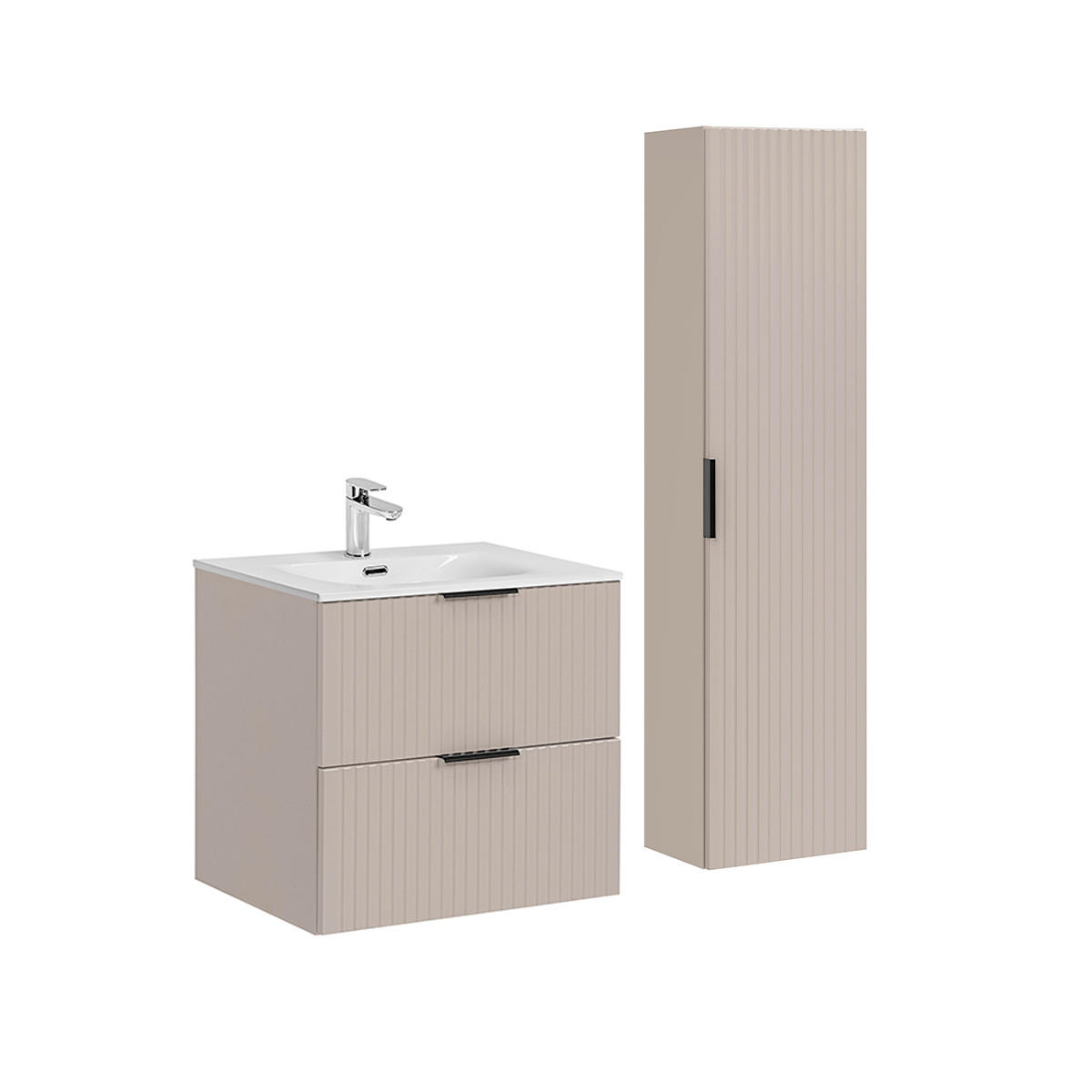 BADMÖBEL Adriel 2er-Set Beige - Beige, Holzwerkstoff (60.2/57/46cm) - Petits-meubles