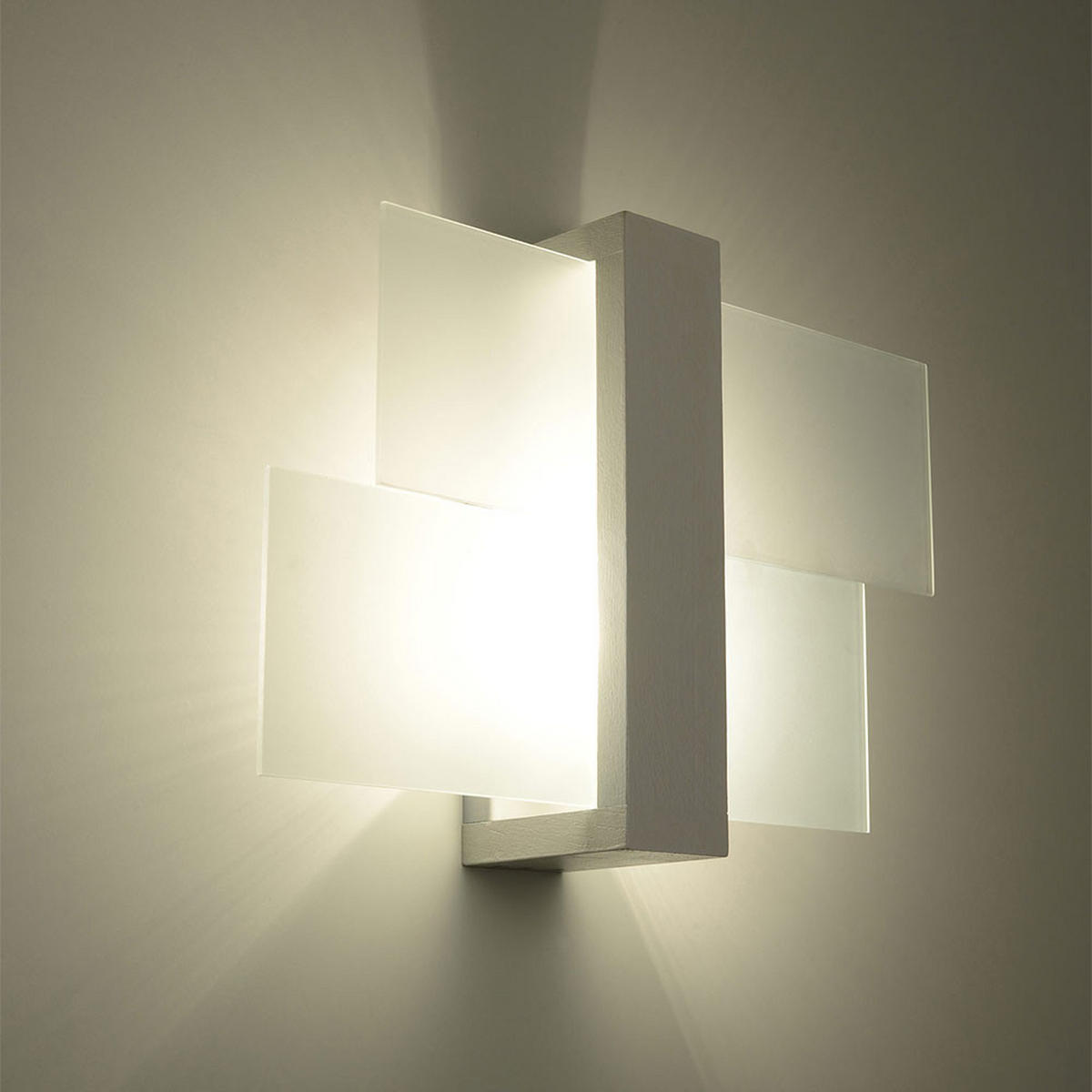 WANDLEUCHTE Holz Weiß Glas - Weiß, Holz (30/30/12cm)