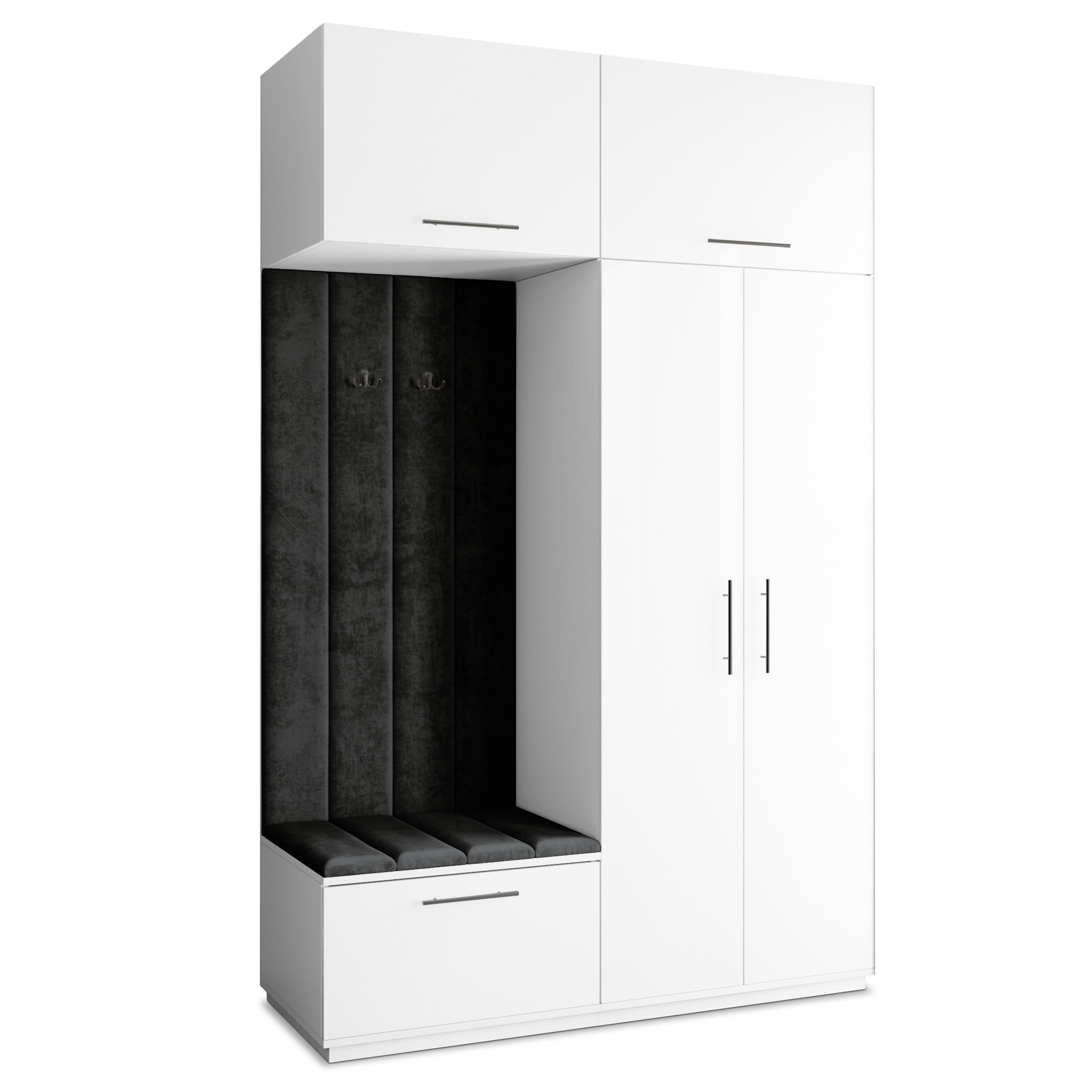 Masseno Garderobenschrank Weiß, Schwarz 150x240x60 cm