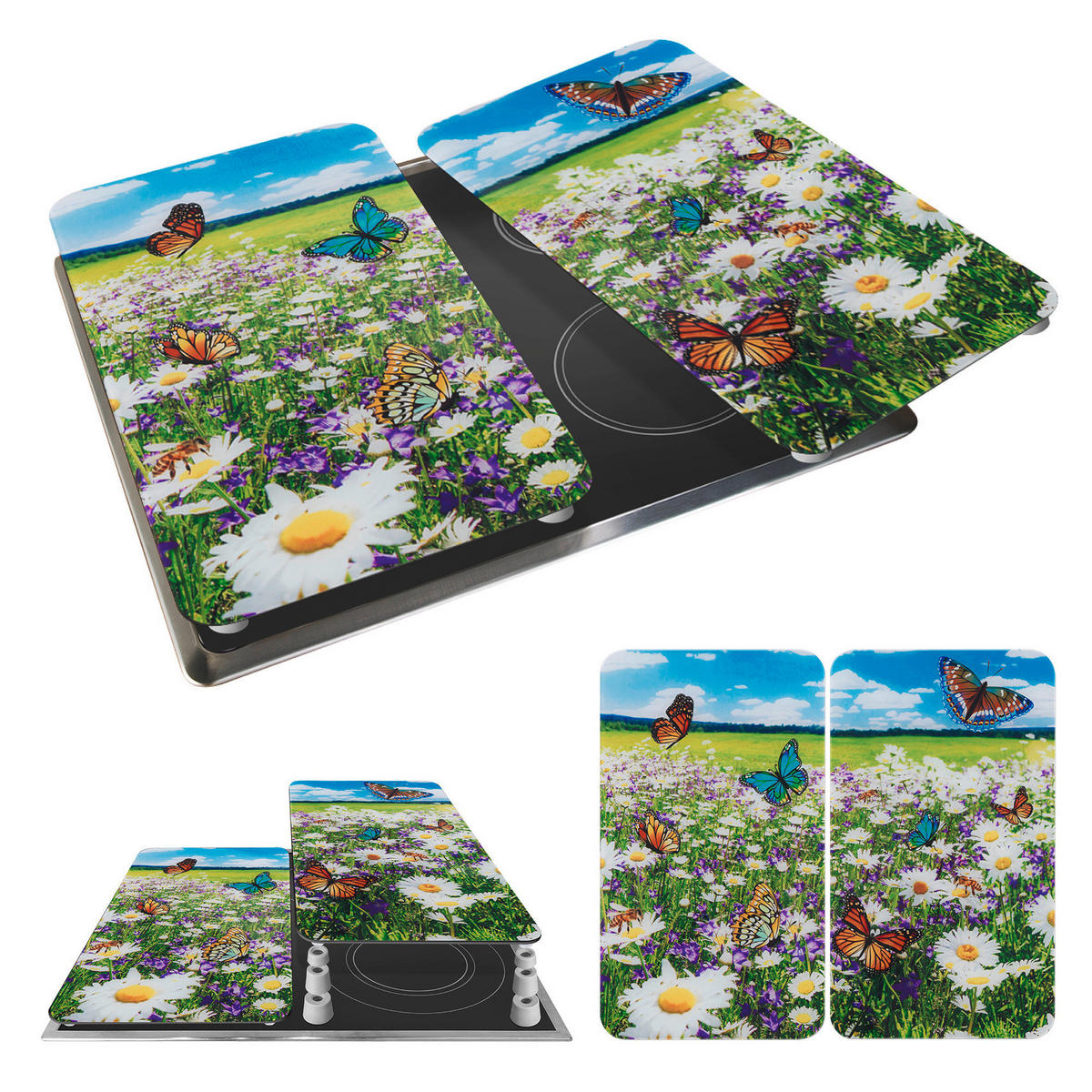 HERDABDECKPLATTEN 2er-Set Summer Meadow - Multicolor, Glas (30/5.5/52cm) - Maximex
