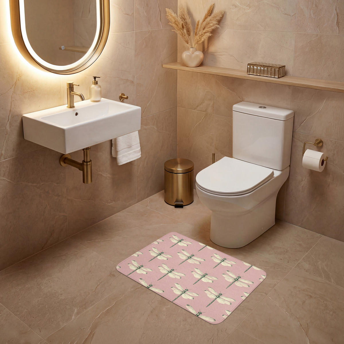 WC-VORLEGER Lillibells - Muster - Rosa Toilettenvorleger 60x40 cm - Rosa, Kunststoff/Textil (60/1cm) - OnlyWow