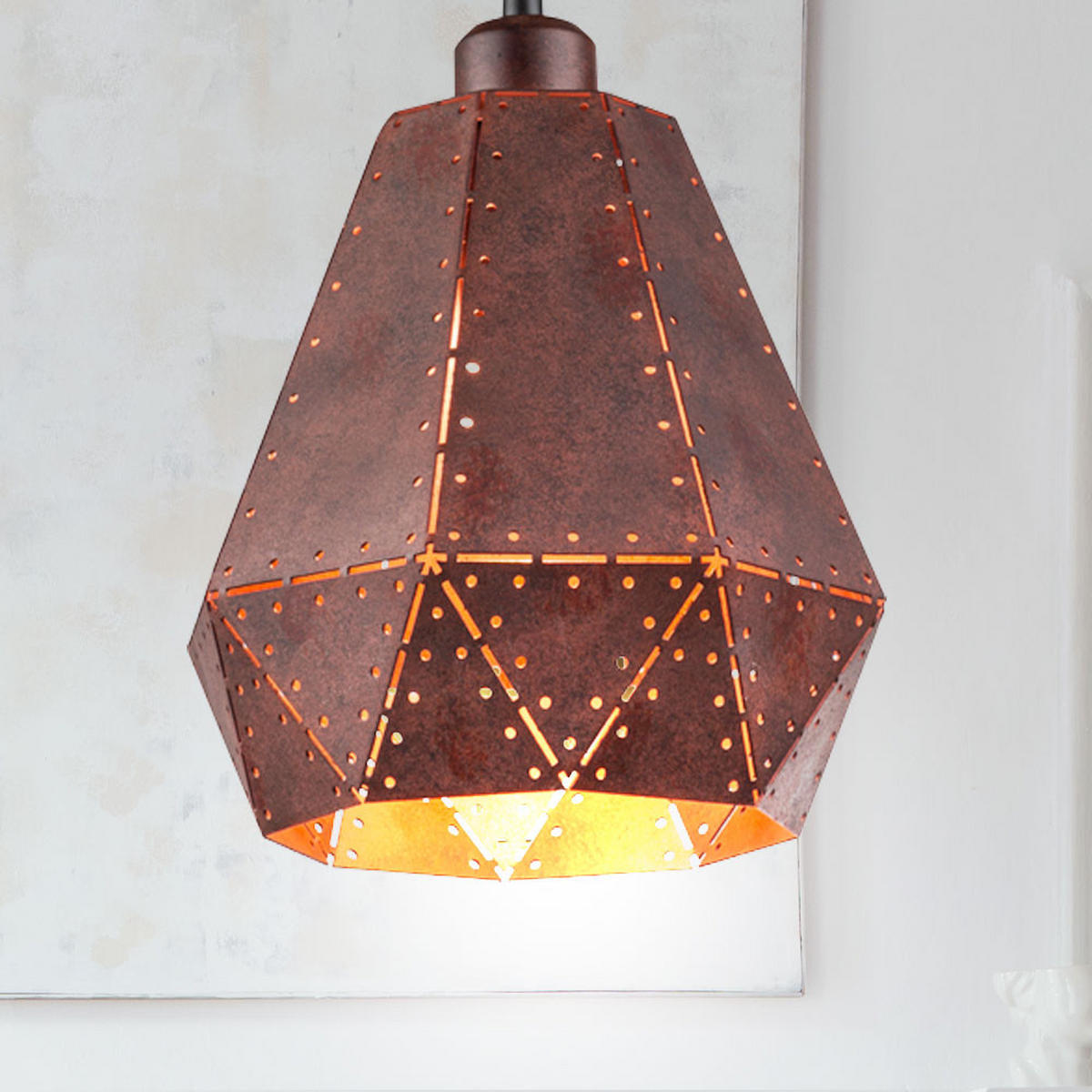 HÄNGELEUCHTE Stahl Rostfarben Braun RUBY - Braun, Metall (21.5/140/140cm) - Globo Lighting