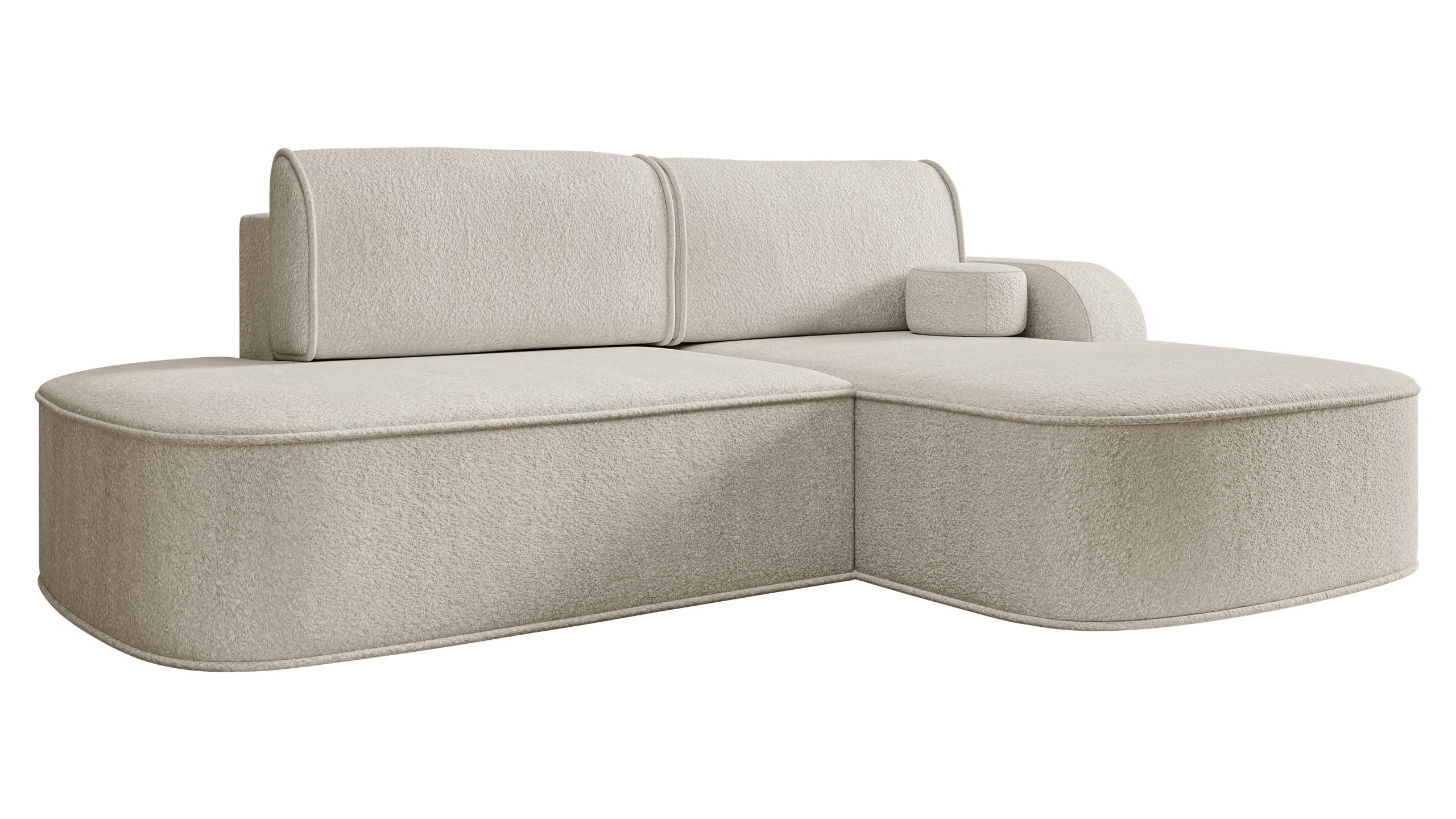 ECKSOFA Koro, Seite: Rechts - Beige/Schwarz, Holz/Kunststoff (256/177cm) - MIRJAN24