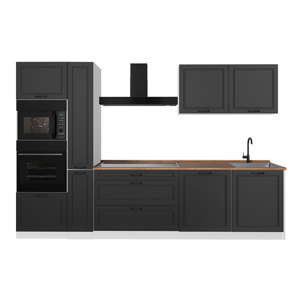 KUCHYNKA R-Line, Antracitový vidiecky dom/biely, 310 cm Goldkraft tammi työtaso - biela/antracitová, kompozitné drevo (310/206.8/60cm) - Vicco