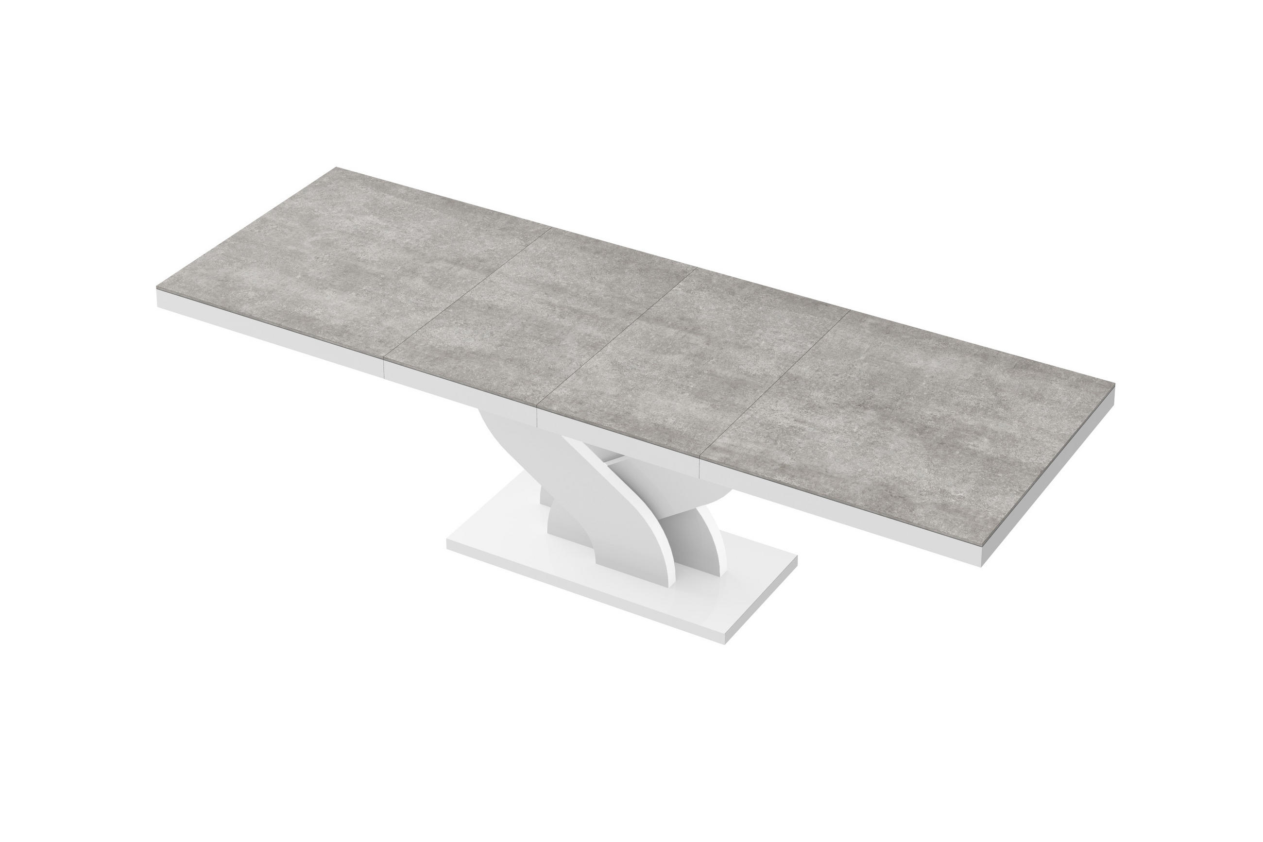 designimpex Esstisch Weiß Hochglanz, Hellgrau 160x74x89 cm