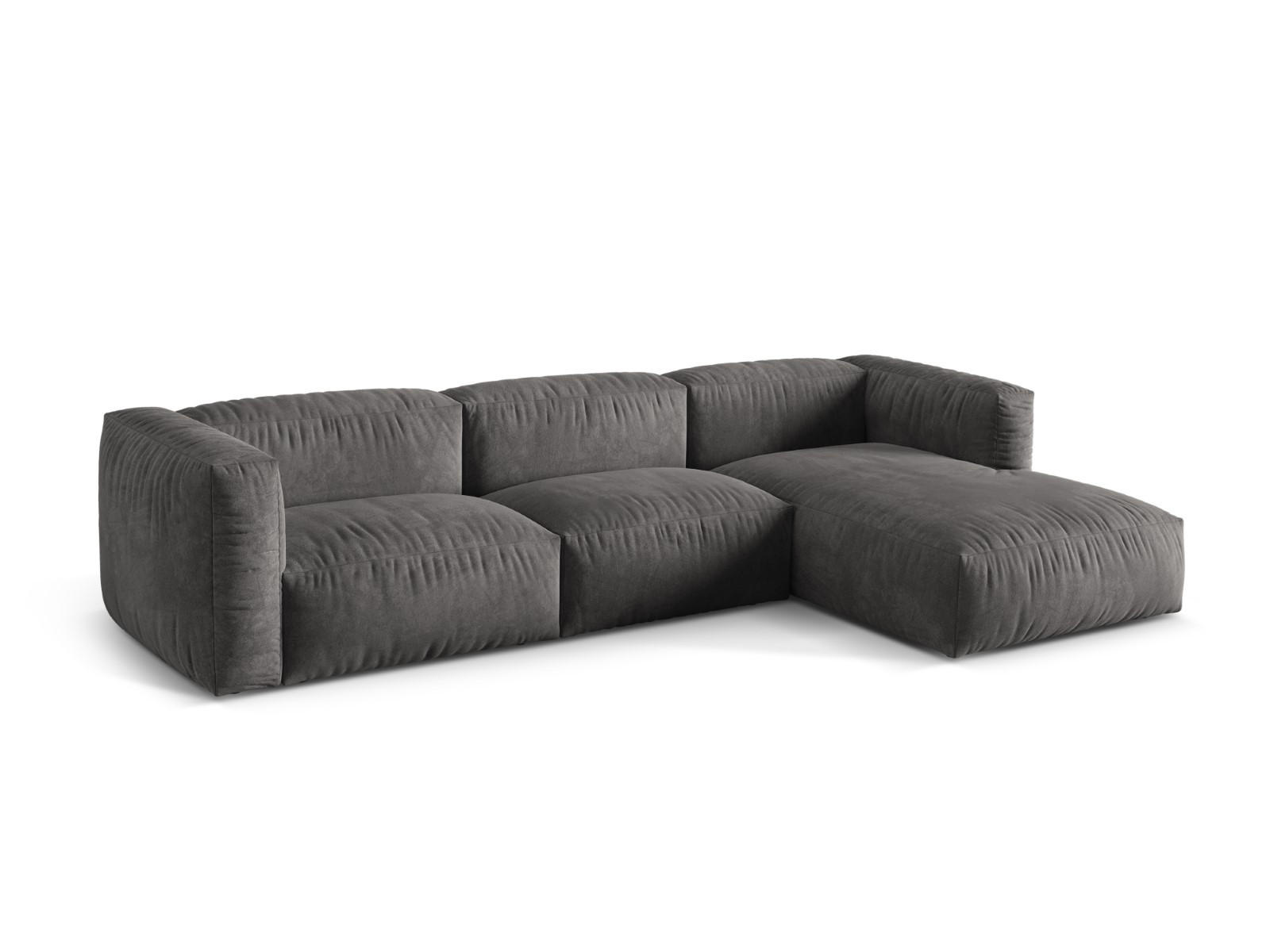 ECKSOFA modular rechts Martina aus Samt grau 3 Sitzplätze - Grau, Textil (176/332cm) - Micadoni