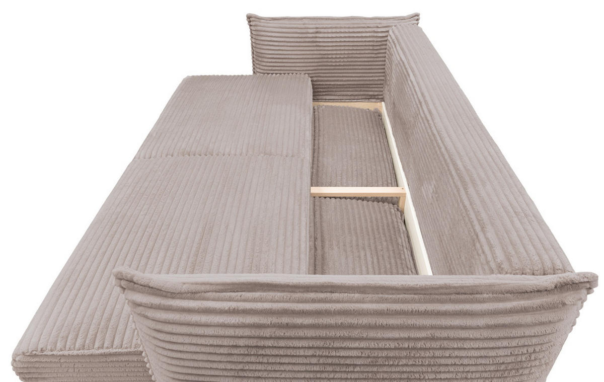 SOFA Amalfi Beige mit Schlaffunktion - Beige/Schwarz, Textil/Metall (226/90/105cm) - Selsey