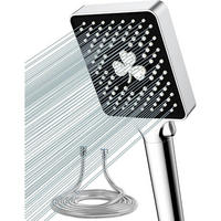 HANDBRAUSE Set mit 6 Strahlarten und 1,5M Schlauch - Silberfarben, Metall (10.5/12.7/27cm)