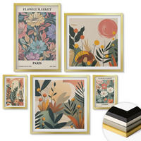 WANDBILDER 5er Set - 50x50 cm & 20x30 cm & 40x60 cm Goldrahmen - Blumenposter Weinstadt - Goldfarben, Kunststoff (40/60cm) - ArtPrintCave