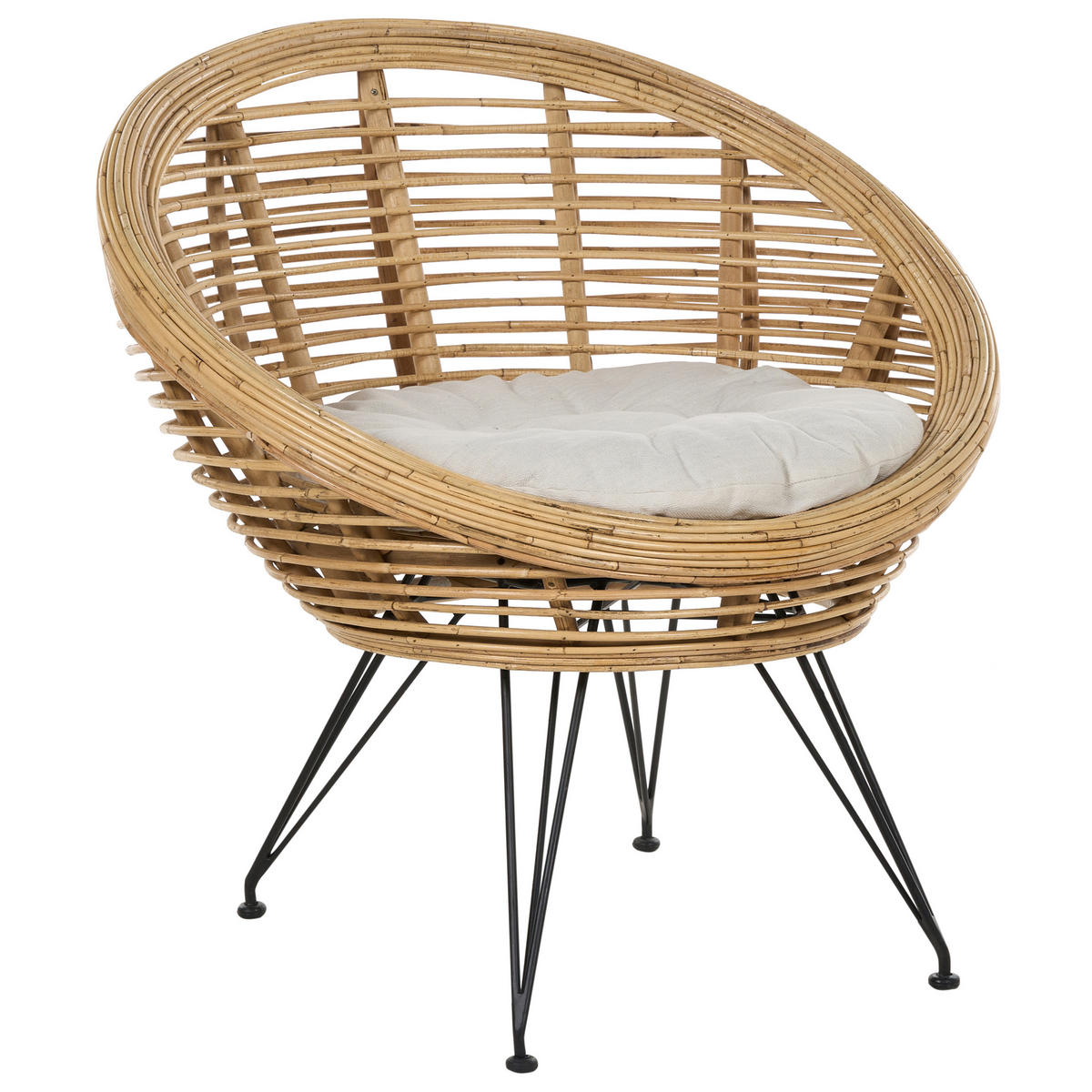 GARTENSTUHL 2er-Set Rattan helles beige Maratea - Beige/Naturfarben, Naturmaterialien (85/85/85cm) - Beliani
