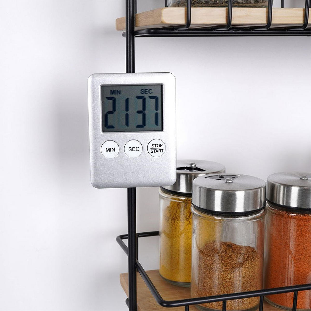 KÜCHENTIMER Silber Schwarz - Silberfarben, Kunststoff (7/1/5.5cm) - Excellent Houseware
