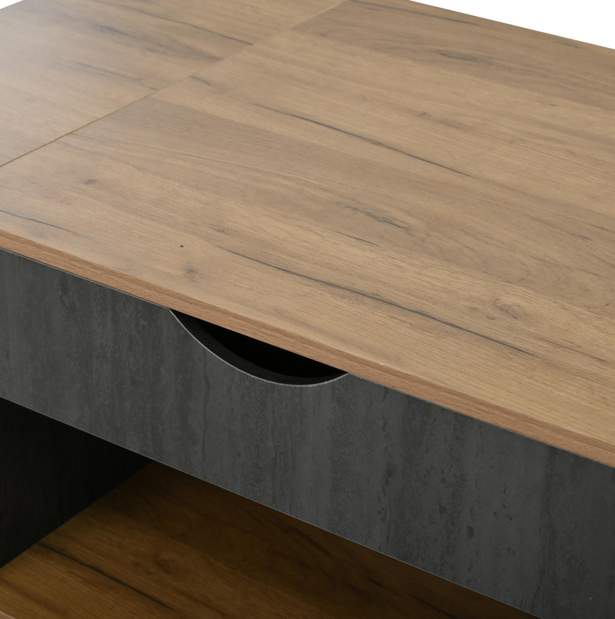 KLUBSKA miza, 109,5/59,7/43 cm, MDF siva/rjava, nastavljiva po višini s prostorom za shranjevanje - siva, leseni material (109.5/59.7/43cm) - BEAOK