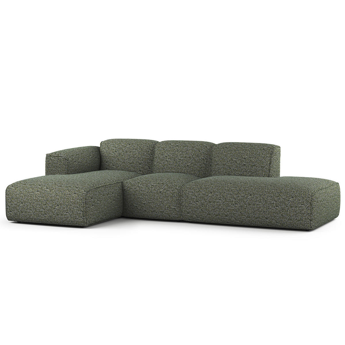 ECKSOFA mit Chaiselongue - Schwarz/Grün, Kunststoff/Textil (290/173cm) - home24
