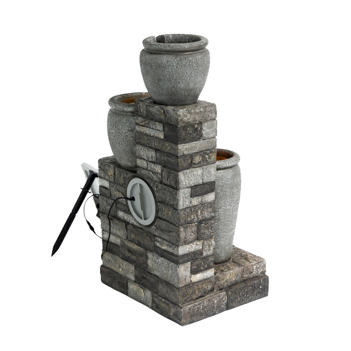 SOLAR-GARTENBRUNNEN 79 cm - Grau, Kunststoff (35/40/79cm) - Teamson Home