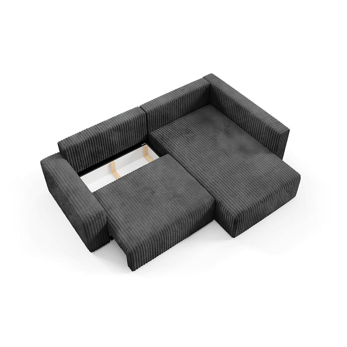 ECKSOFA Angela 4 Sitzplätze Schwarz - Schwarz, Holz (245/182cm) - Petits-meubles