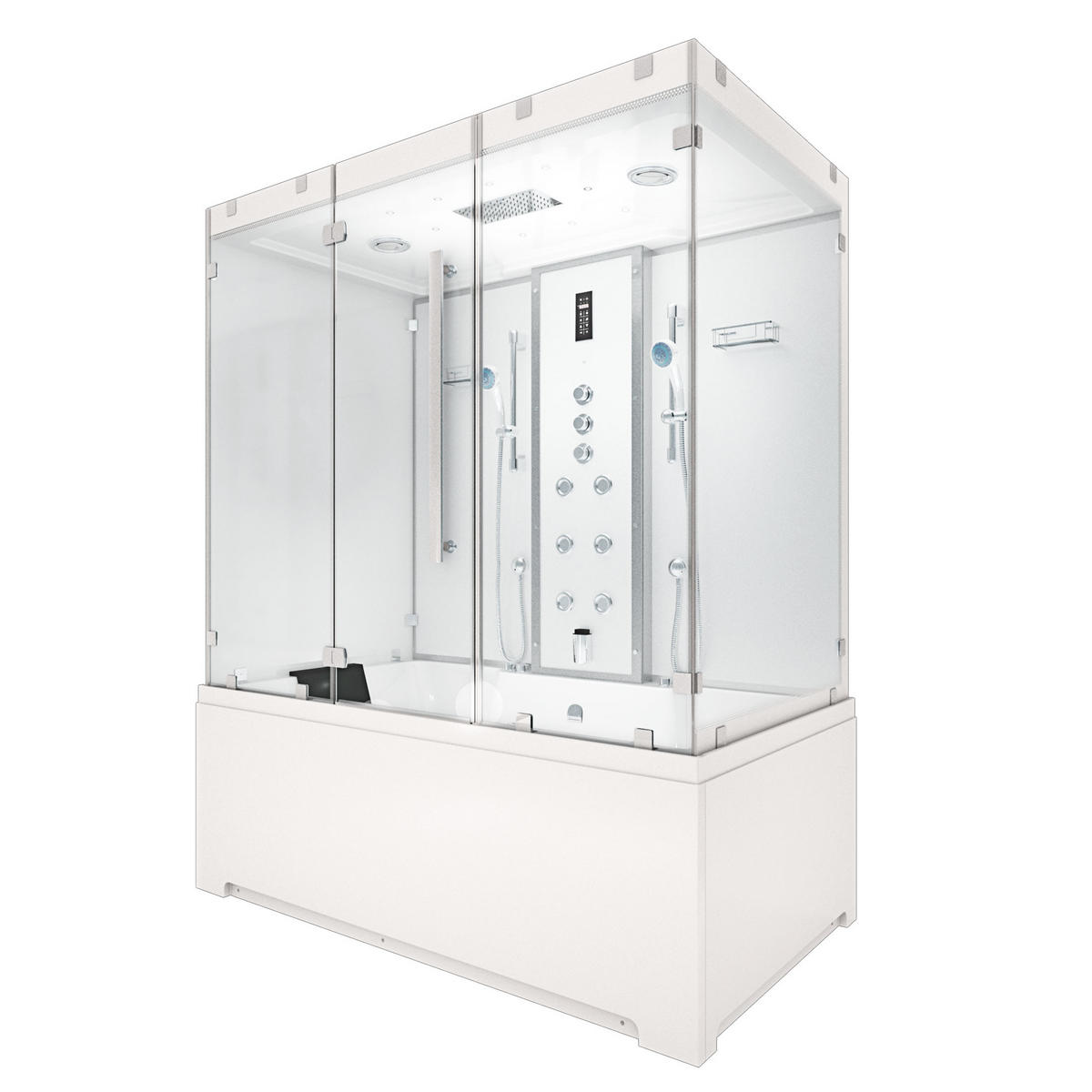 BADEWANNE Dusche K80-WS-TH-A-EC-SC-EA Duschtempel - Weiß, Glas/Kunststoff (100/180/228cm) - AcquaVapore by Sandra Jentho