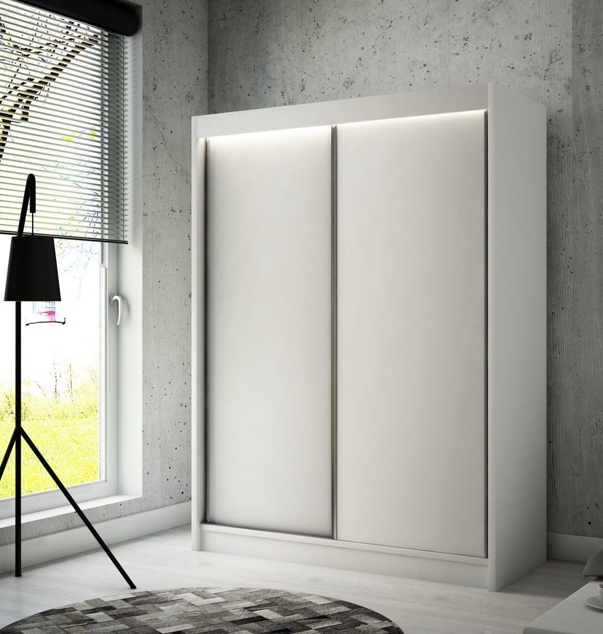 SCHRANK Weiß BERGO Schiebetür 200 cm - Weiß, Holzwerkstoff (200/215/61cm) - Sepro Meble