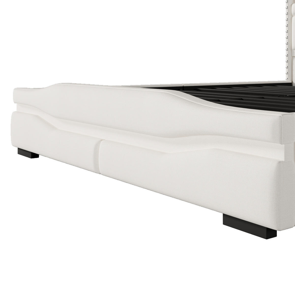 POLSTERBETT 160/200 cm Beige aus Leinen mit LED-Beleuchtung und Stauraum - Beige, Textil (160/200cm) - OKMYHOME