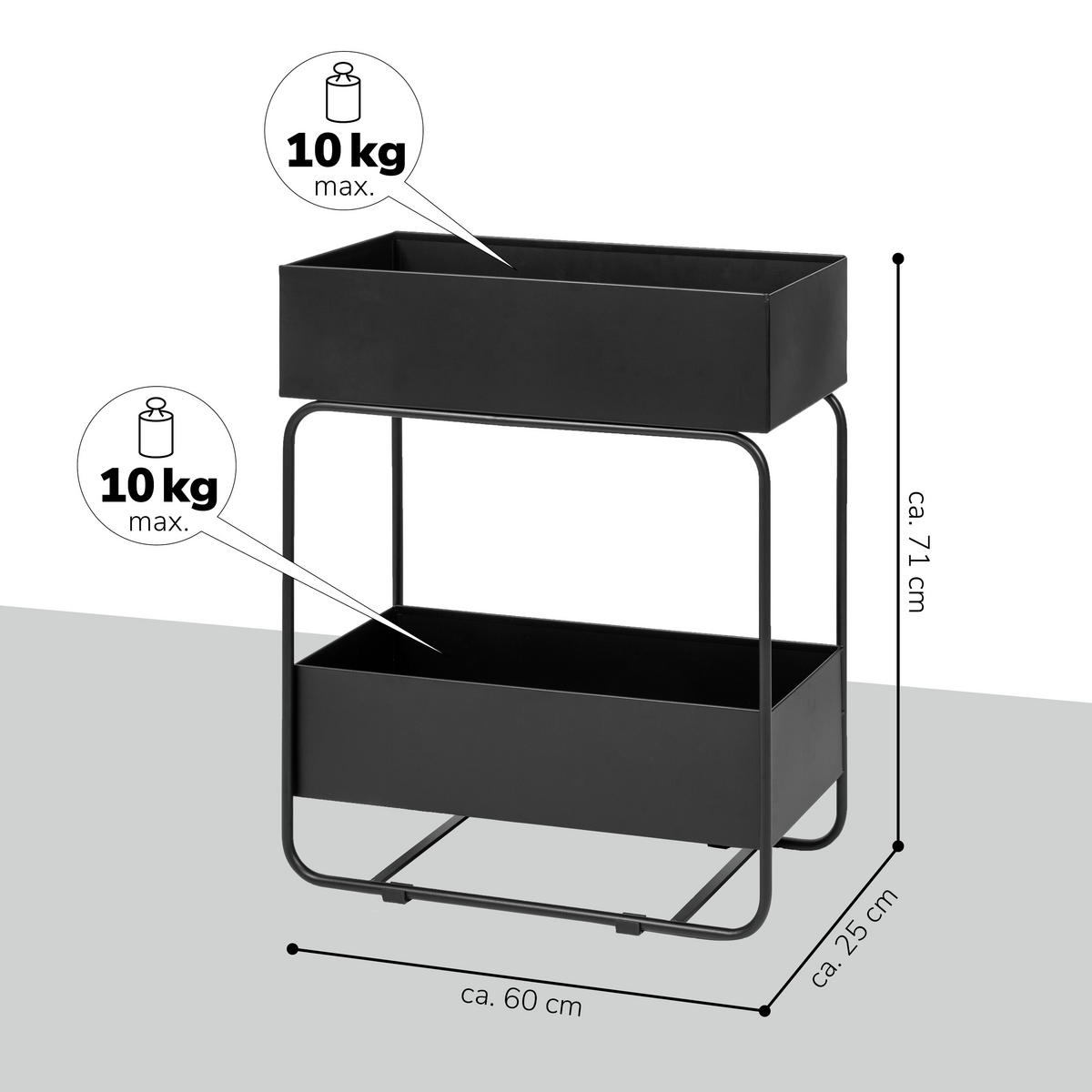 PFLANZENSTÄNDER, schwarz - Schwarz, Metall (25/60/71cm) - eluno