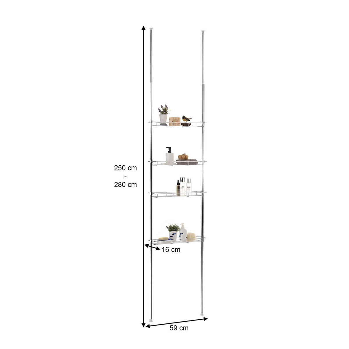 DUSCHREGAL PAULA - Chromfarben, Metall (59/250/16cm) - IDIMEX