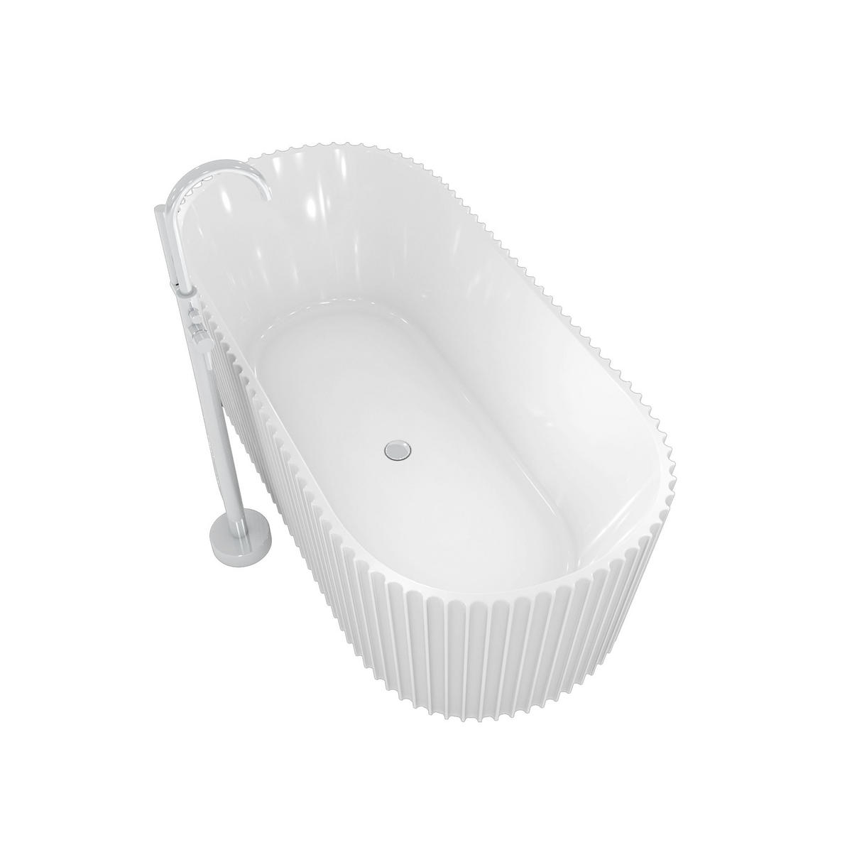 FREISTEHENDE Badewanne Wanne F08 170x80cm mit Armatur AF02 - Weiß, Glas/Kunststoff (80/58/170cm) - AcquaVapore by Sandra Jentho
