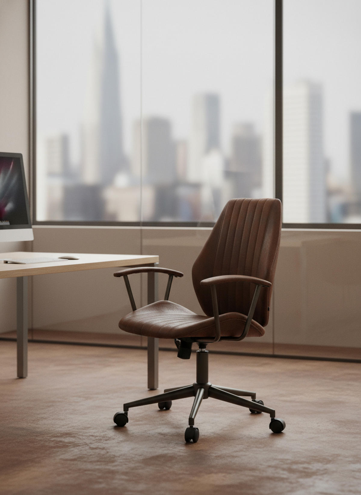 BÜROSTUHL Nyro cognac - Cognac/Schwarz, Metall (69/107/61cm) - TPFLiving