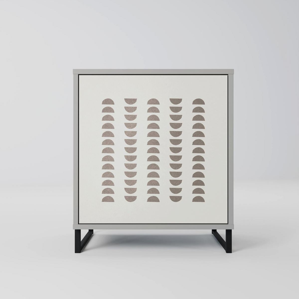 SIDEBOARD HARMONY ESSENCE, Grau, 57,5x42x67,5 cm, Schwarze Metall-Rahmenfüße - Multicolor/Schwarz, Holzwerkstoff/Metall (57.5/67.5/42cm) - SpaceRebels