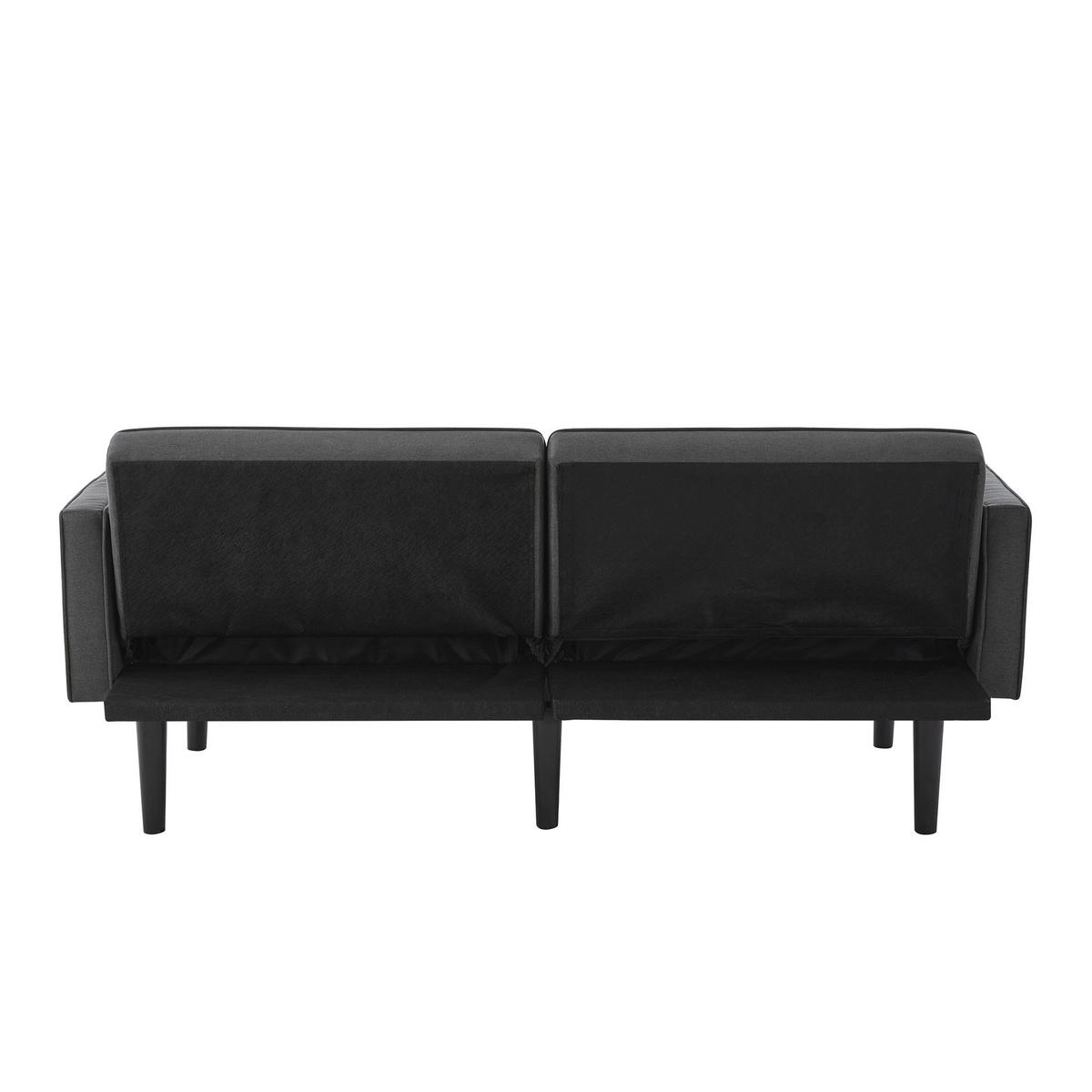 SCHLAFSOFA 2-in-1 mit unabhängig verstellbaren Rückenlehnen Baumwoll-Leinen Antique Black 160/90/42 cm - Schwarz, Kunststoff (176/74/76cm) - OKWISH