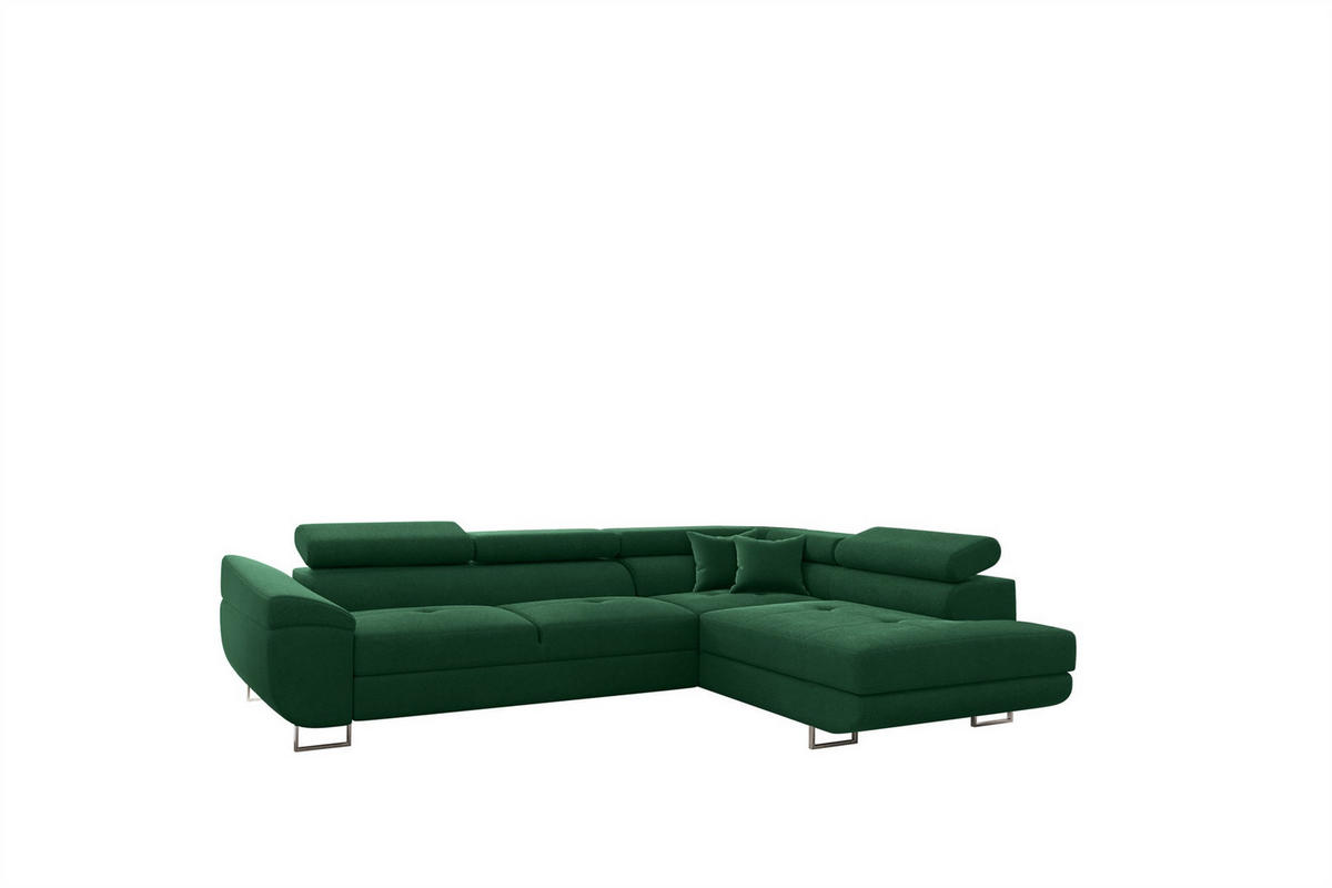 ECKSOFA Carmelo In Nova - Grün, Holzwerkstoff/Textil (275/202cm) - Fun Möbel