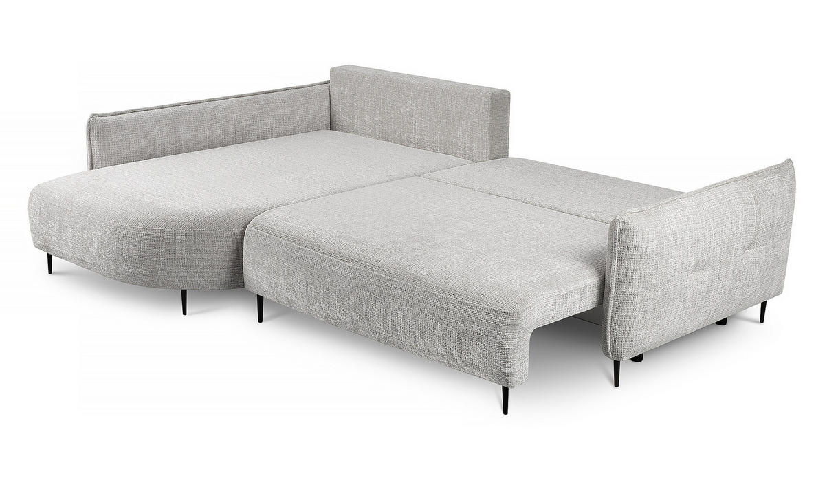 ECKSOFA Oblivio Hellgrau Chenille - Hellgrau/Schwarz, Textil/Metall (285/200cm) - Selsey