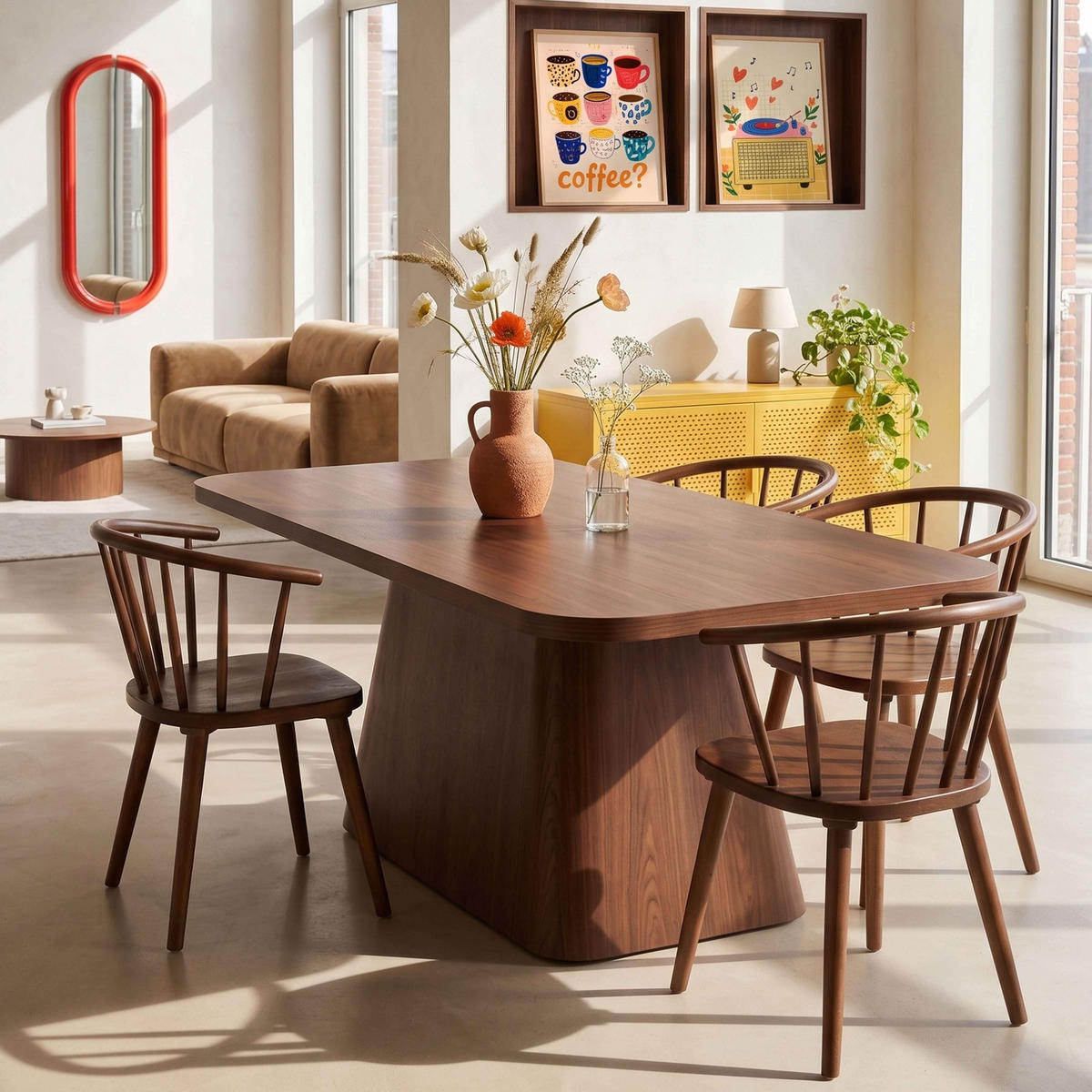 ESSTISCH, dunkles Holzeffekt - Braun, Holz (90/180/75cm) - Oviala