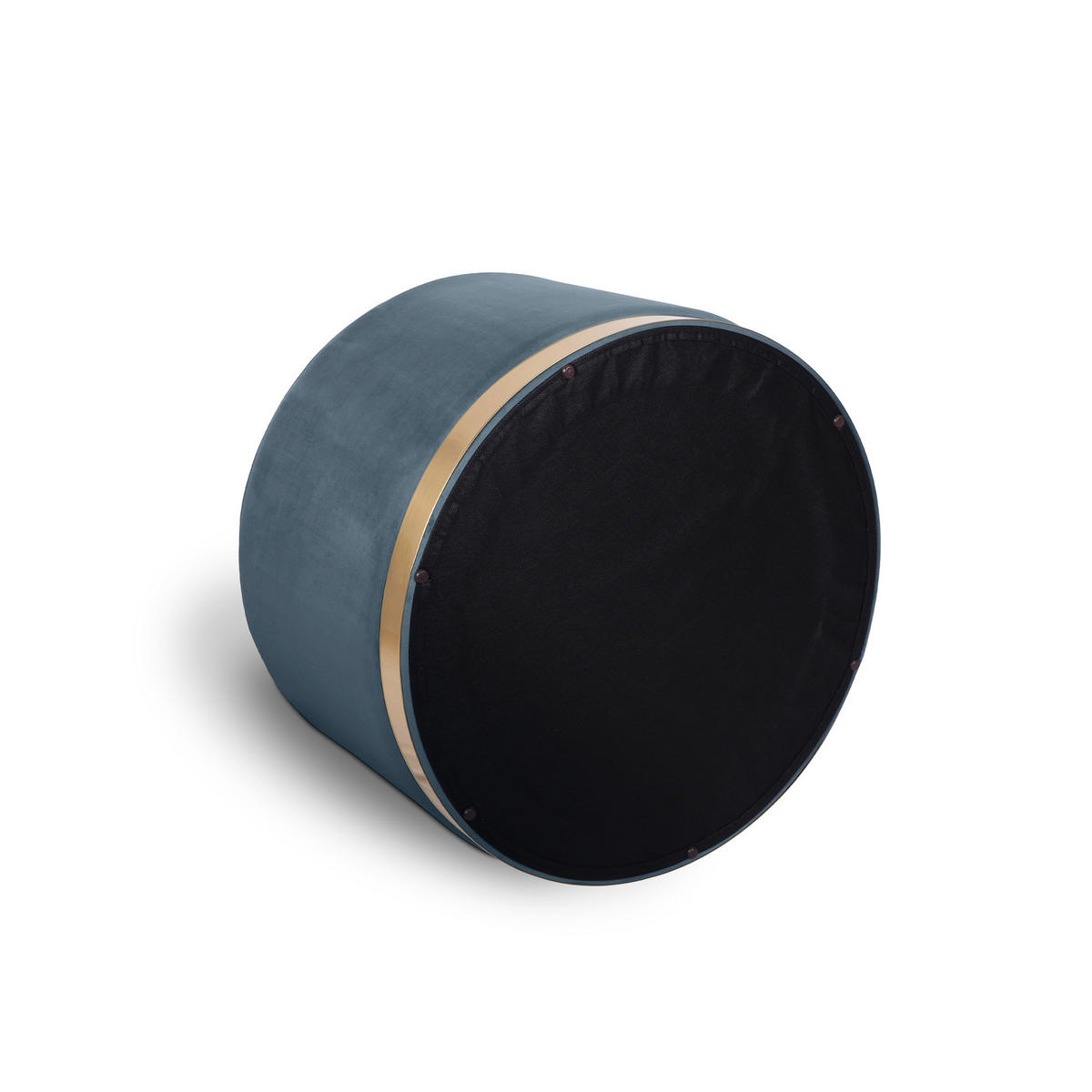 SITZPUFF Charlotte II aus Samt in Celadonblau und goldfarbenem Metall - Hellblau, Holzwerkstoff/Textil (60/40/60cm) - Sicaan