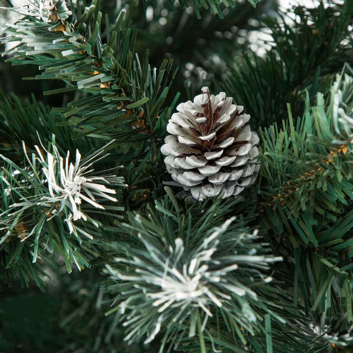 SET WEIHNACHTSBAUM MIT LICHTERKETTE ,inklusive Metallständer mit Kunststoffkappen,grün - Grün, Kunststoff (180cm) - tectake