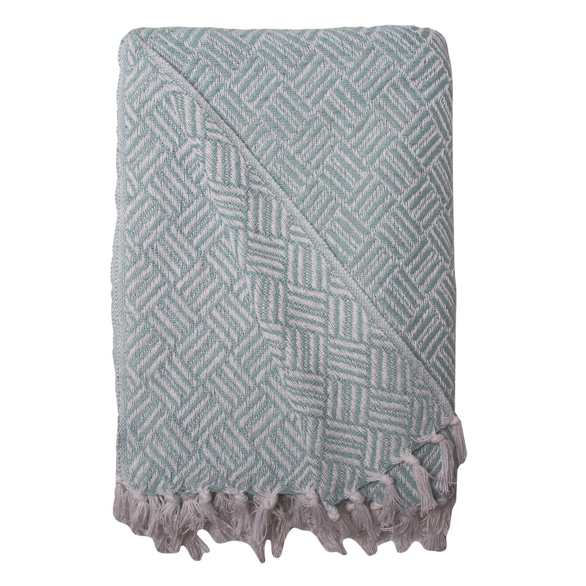 DECKE Rhombus 130x180 cm, 100% Baumwolle, Minze - Mintgrün, Textil (130/180cm) - Au Maison