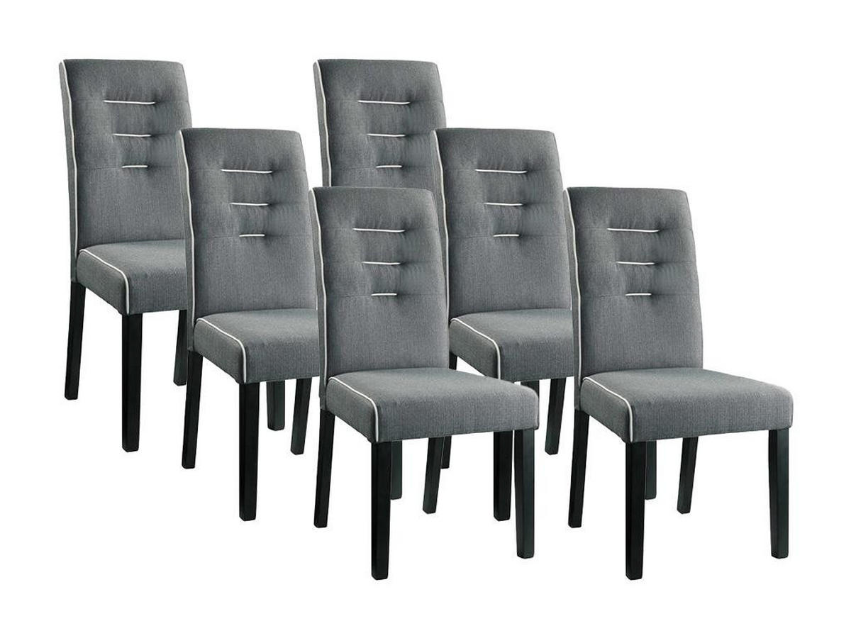 STUHL 6er-Set - Stoff & Kautschukholz - Grau - GABELLE - Grau, Textil (59.5/100/47cm) - Vente-Unique