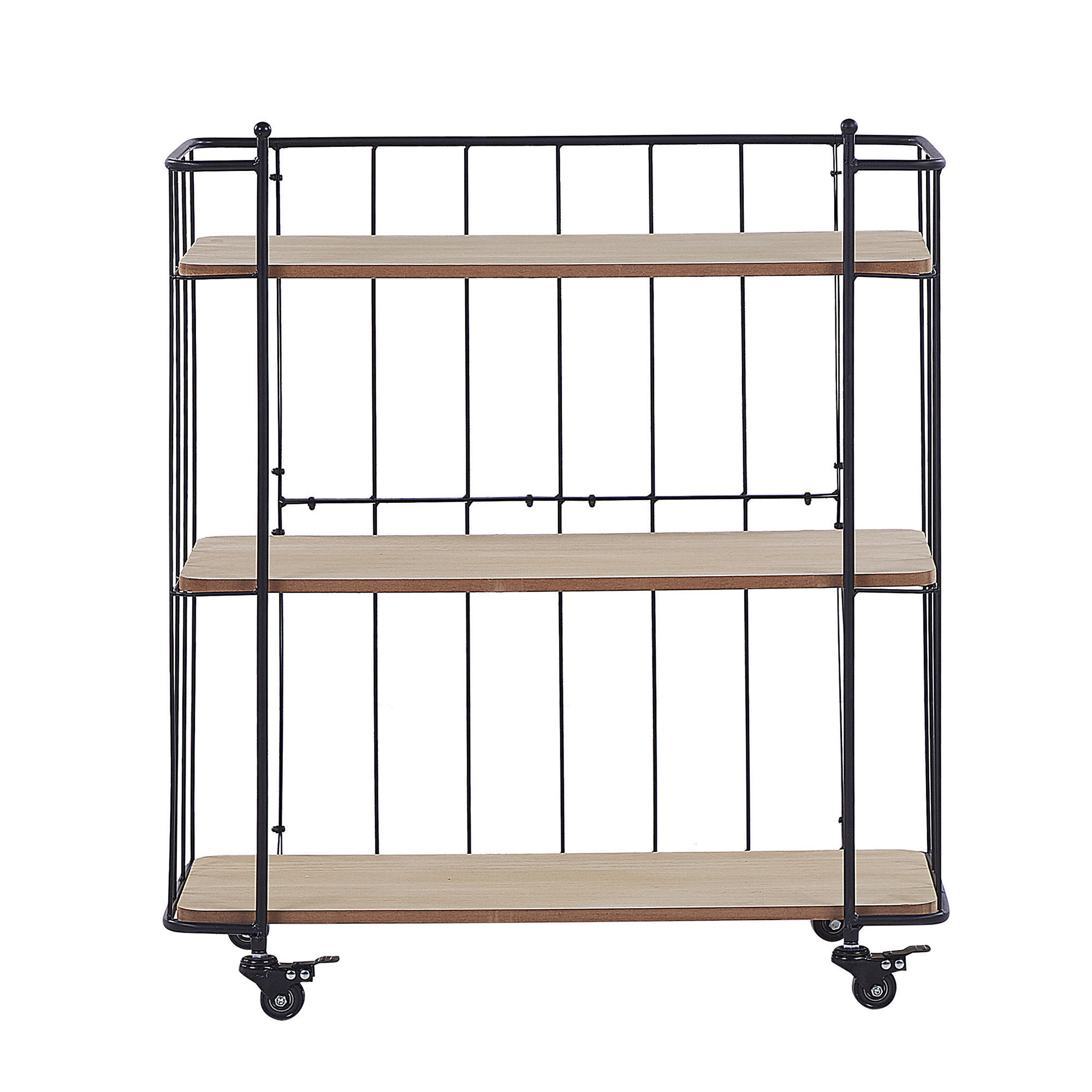 SERVIERWAGEN Heller Holzfarbton Gabbs - Hellbraun/Schwarz, Metall (70/81/29cm) - Beliani