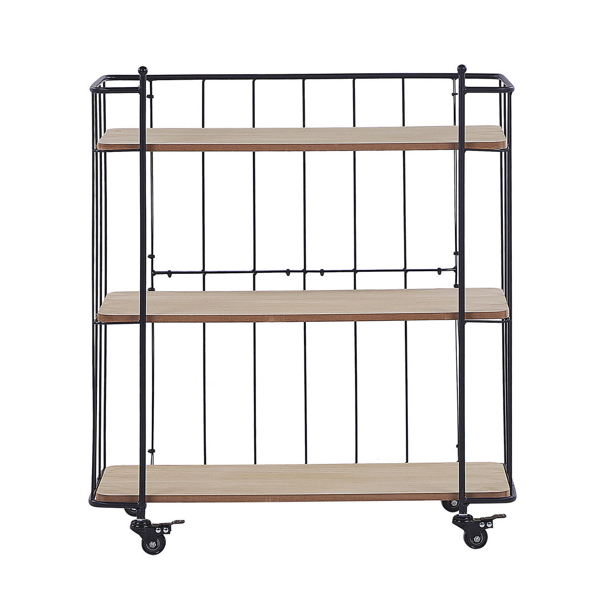 SERVIERWAGEN Heller Holzfarbton Gabbs - Hellbraun/Schwarz, Metall (70/81/29cm) - Beliani