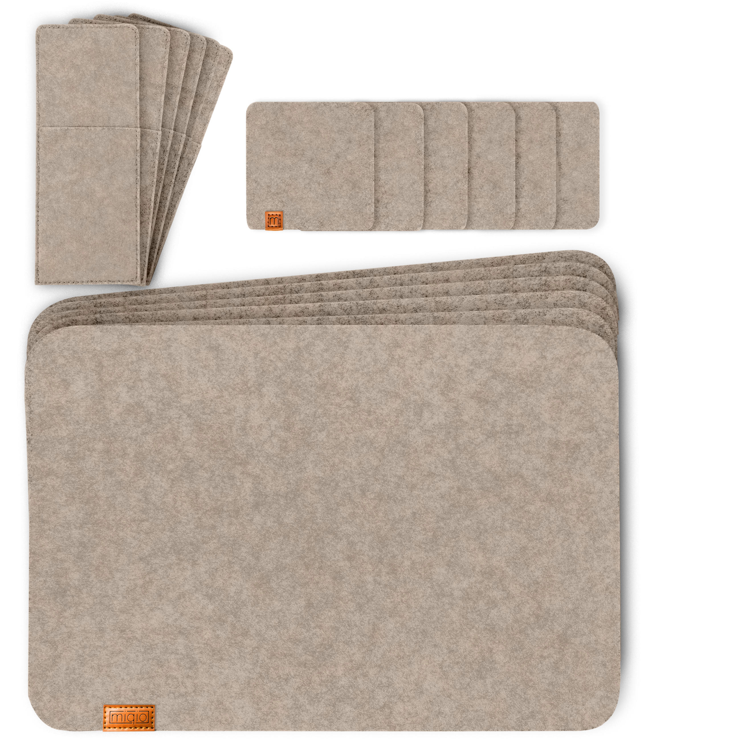 PLATZSETS Untersetzer Taschen 18er-Set - Beige, Textil (44/45/3cm) - Miqio Design