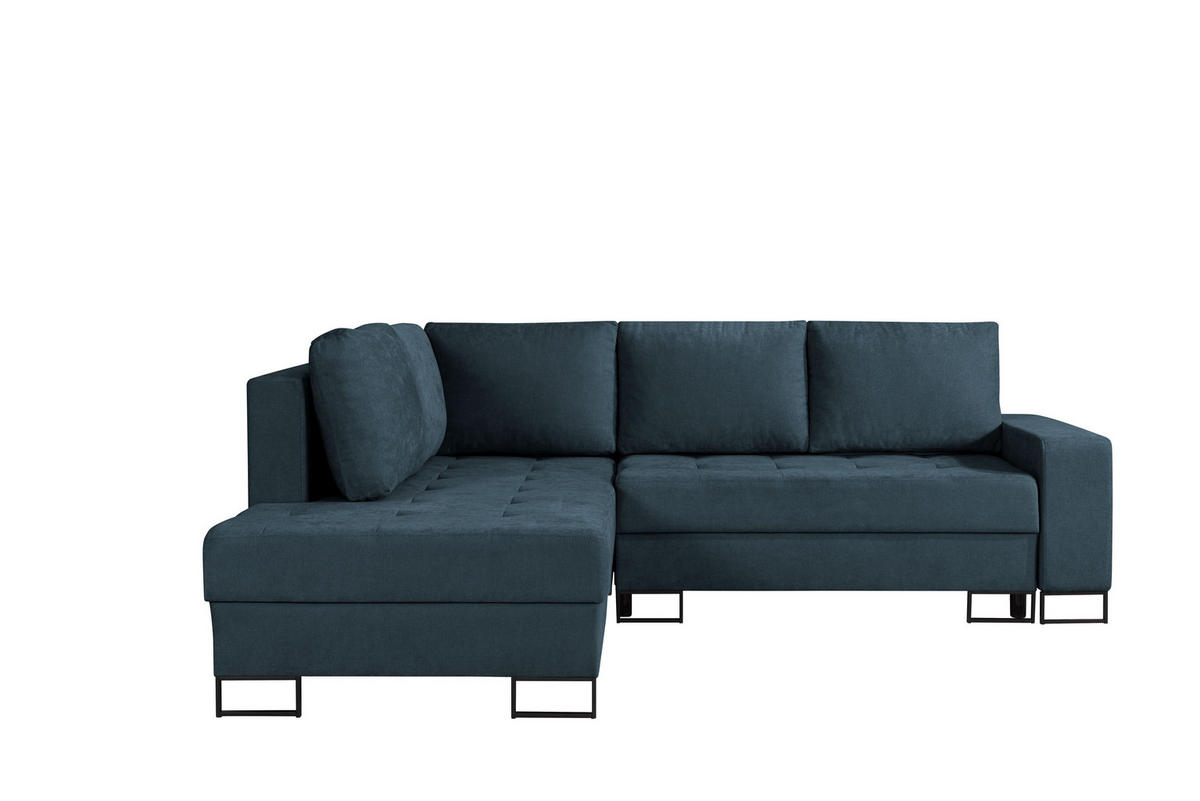 ECKSOFA mit Schlaffunktion Links Dunkelblau Chenille - 245x200 cm - Trevi - Schwarz/Dunkelblau, Holz/Holzwerkstoff (245/200cm) - Ravio